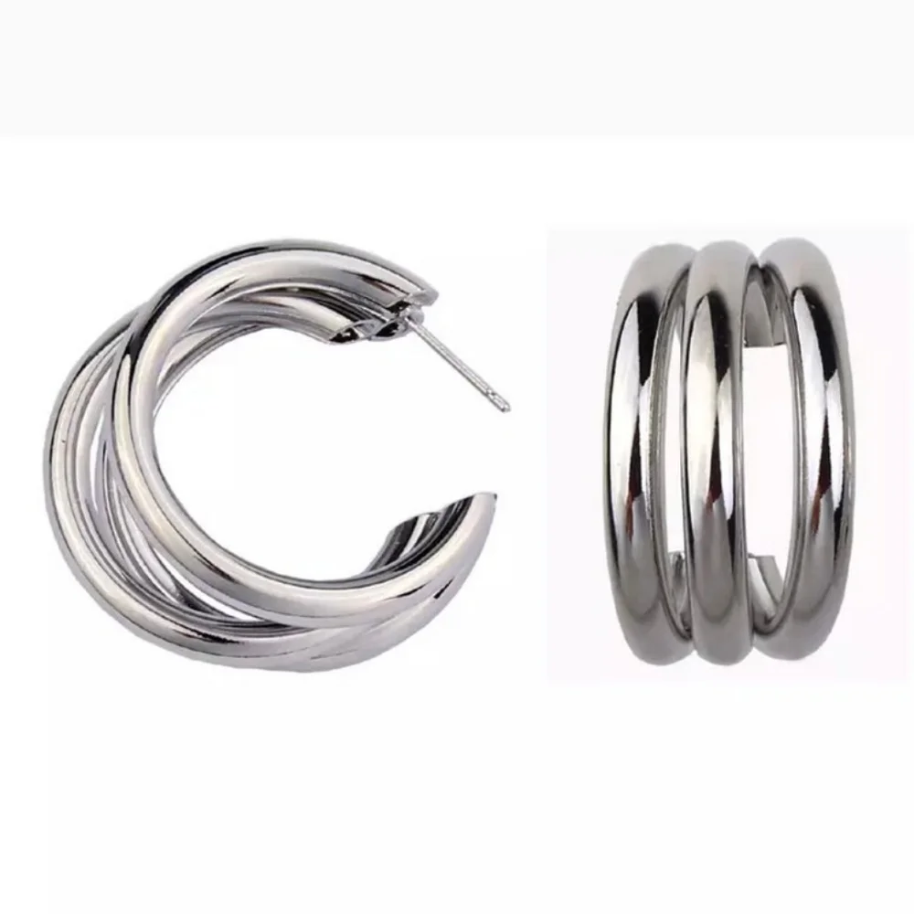 Glossy Silver Hoop Earrings
